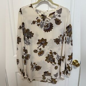 Maurices White Floral Blouse Size L